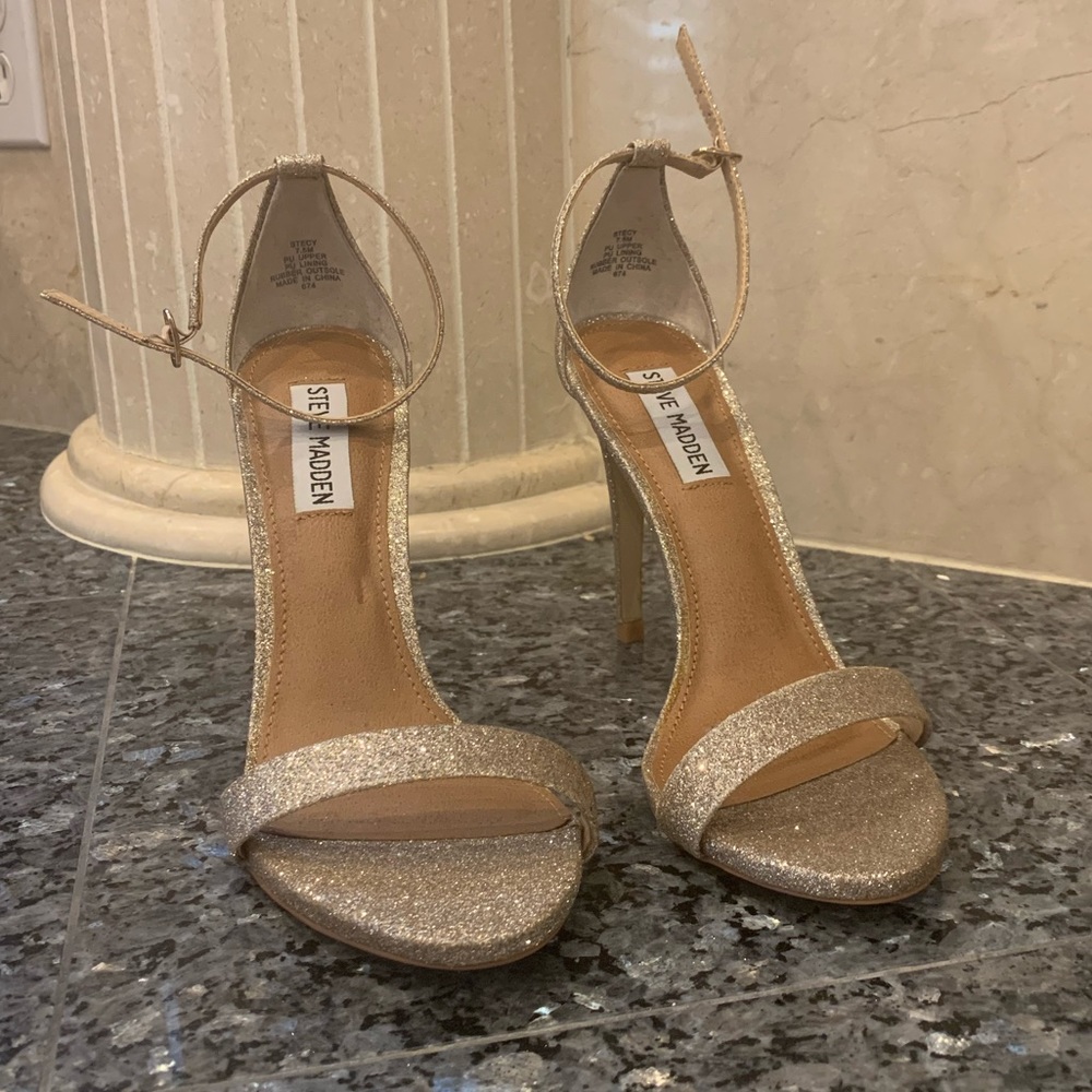 Steve Madden Stecy Heel Sandal Gold Glitter